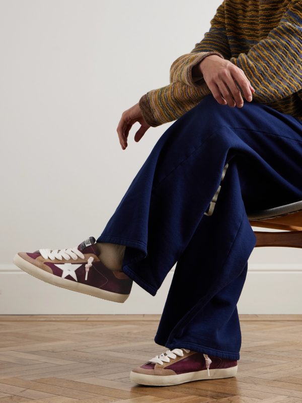 Super-Star Distressed Leather-Trimmed Suede Sneakers - OU Super-Star Distressed Leather-Trimmed Suede Sneakers - OU