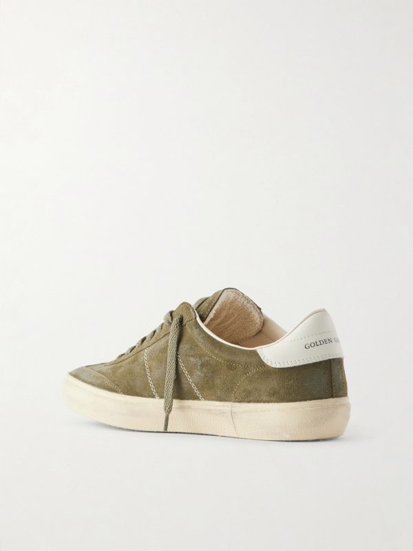 Soul Star Leather-Trimmed Distressed Suede Sneakers - BK Soul Star Leather-Trimmed Distressed Suede Sneakers - BK