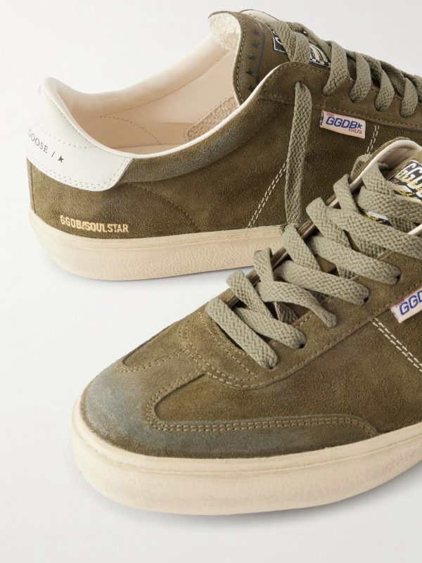 Soul Star Leather-Trimmed Distressed Suede Sneakers - CU Soul Star Leather-Trimmed Distressed Suede Sneakers - CU