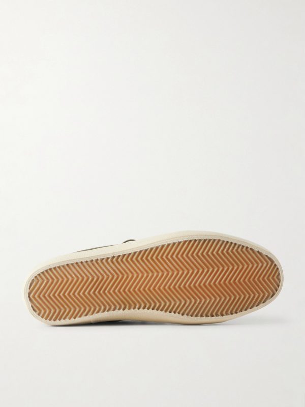 Soul Star Leather-Trimmed Distressed Suede Sneakers - E1 Soul Star Leather-Trimmed Distressed Suede Sneakers - E1