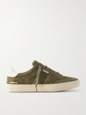 Soul Star Leather-Trimmed Distressed Suede Sneakers
