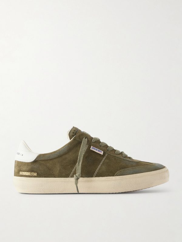 Soul Star Leather-Trimmed Distressed Suede Sneakers Soul Star Leather-Trimmed Distressed Suede Sneakers