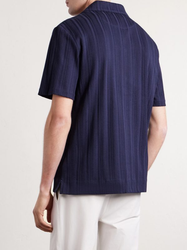 Camp-Collar Textured Organic Cotton Shirt - BK Camp-Collar Textured Organic Cotton Shirt - BK