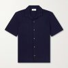 Camp-Collar Textured Organic Cotton Shirt Camp-Collar Textured Organic Cotton Shirt