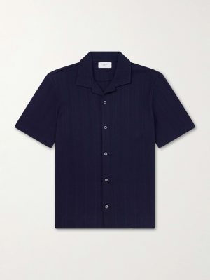 Camp-Collar Textured Organic Cotton Shirt Camp-Collar Textured Organic Cotton Shirt