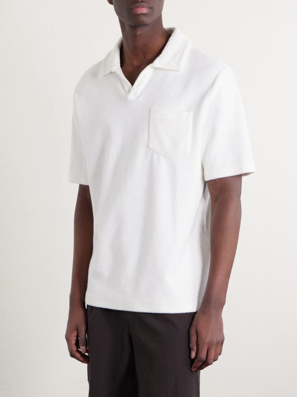 Cotton and Silk-Blend Terry Polo Shirt - FR Cotton and Silk-Blend Terry Polo Shirt - FR