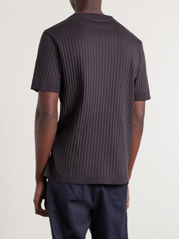 Ribbed Organic Cotton T-Shirt - BK Ribbed Organic Cotton T-Shirt - BK