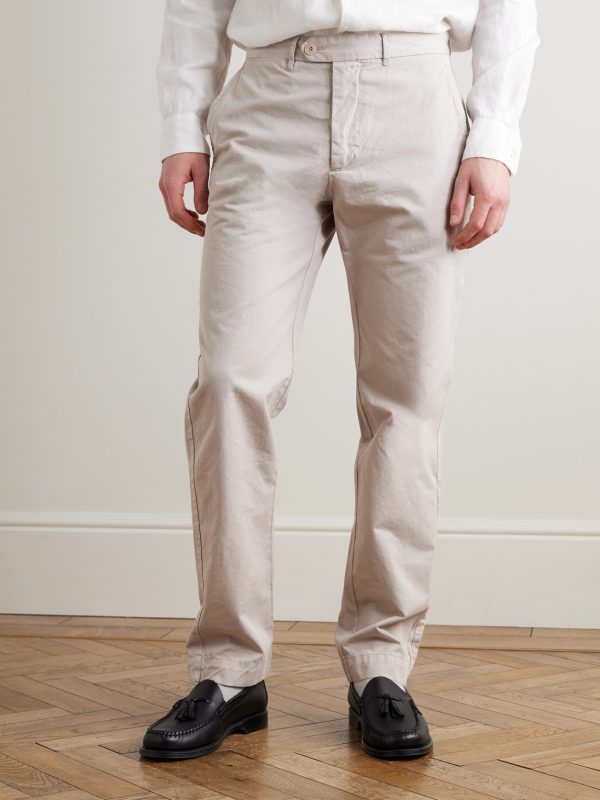 Taylor Straight-Leg Cotton-Gabardine Trousers - FR Taylor Straight-Leg Cotton-Gabardine Trousers - FR