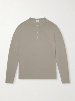 Garment-Dyed Lyocell and Cotton-Blend Jersey Henley Shirt Garment-Dyed Lyocell and Cotton-Blend Jersey Henley Shirt