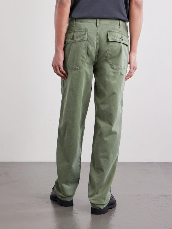 Fatigue Straight-Leg Herringbone Cotton Trousers - BK