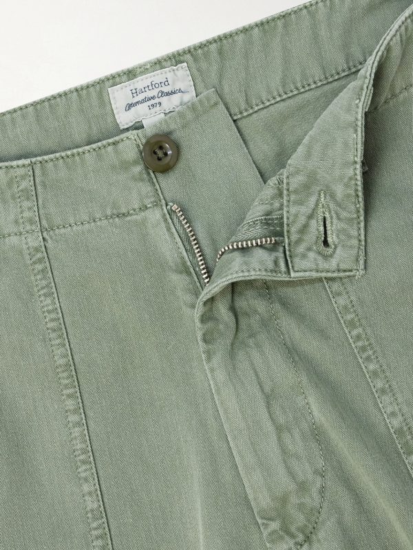 Fatigue Straight-Leg Herringbone Cotton Trousers - E1