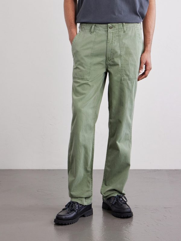 Fatigue Straight-Leg Herringbone Cotton Trousers - FR