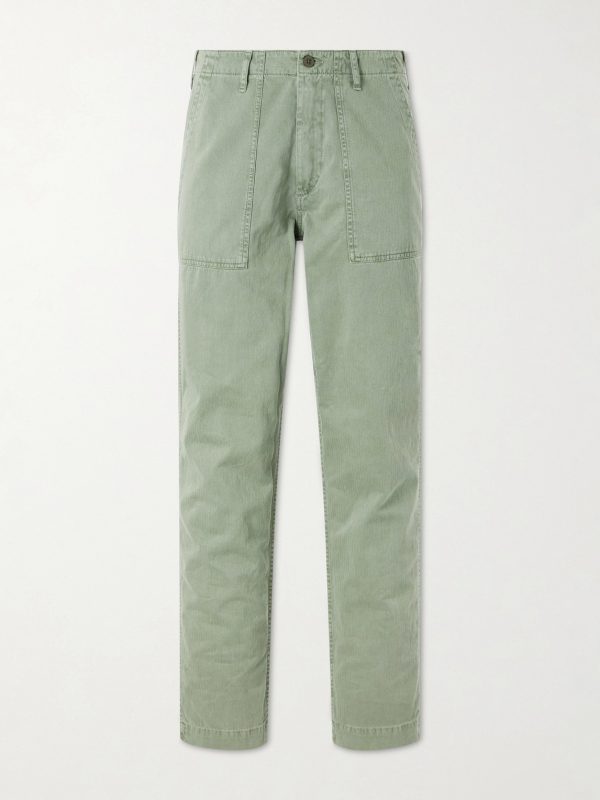Fatigue Straight-Leg Herringbone Cotton Trousers