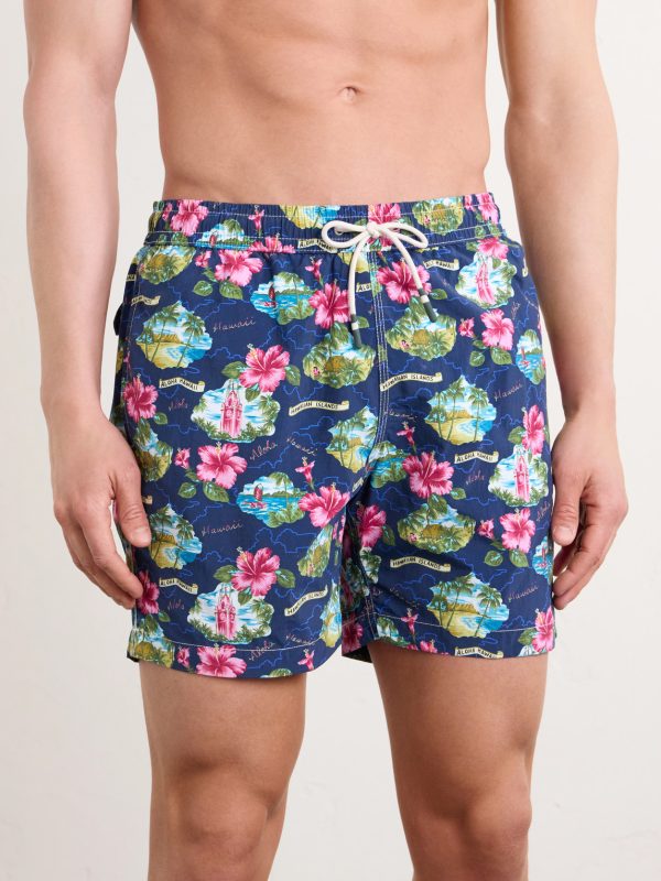 Straight-Leg Mid-Length Printed Swim Shorts - OU Straight-Leg Mid-Length Printed Swim Shorts - OU