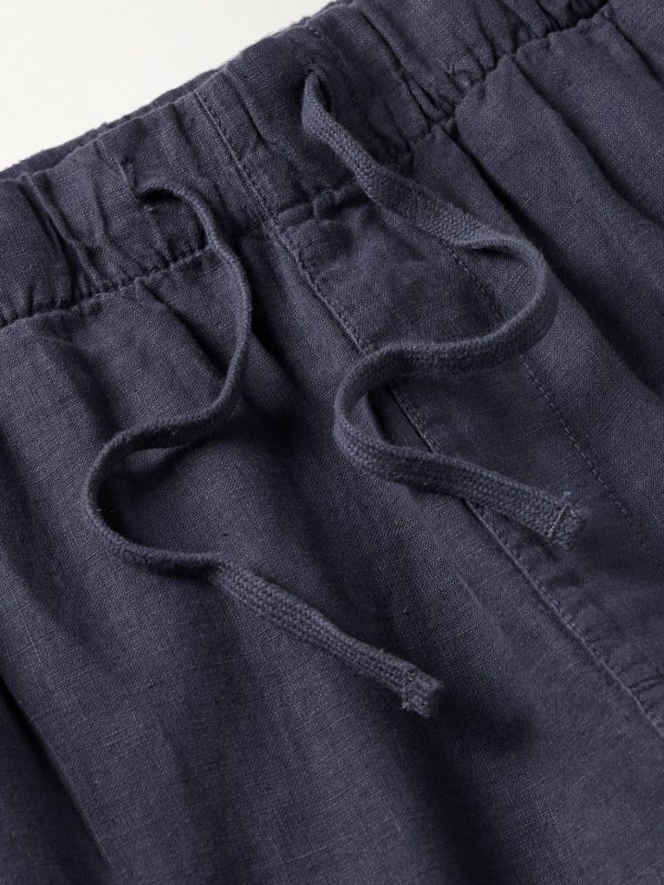 Joggy Straight-Leg Linen Drawstring Trousers - E1