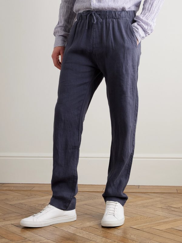 Joggy Straight-Leg Linen Drawstring Trousers - FR