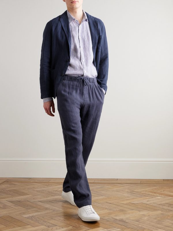 Joggy Straight-Leg Linen Drawstring Trousers - OU