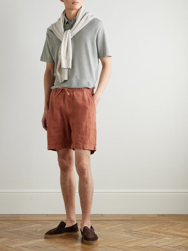 Joggy Straight-Leg Linen Bermuda Shorts - OU Joggy Straight-Leg Linen Bermuda Shorts - OU