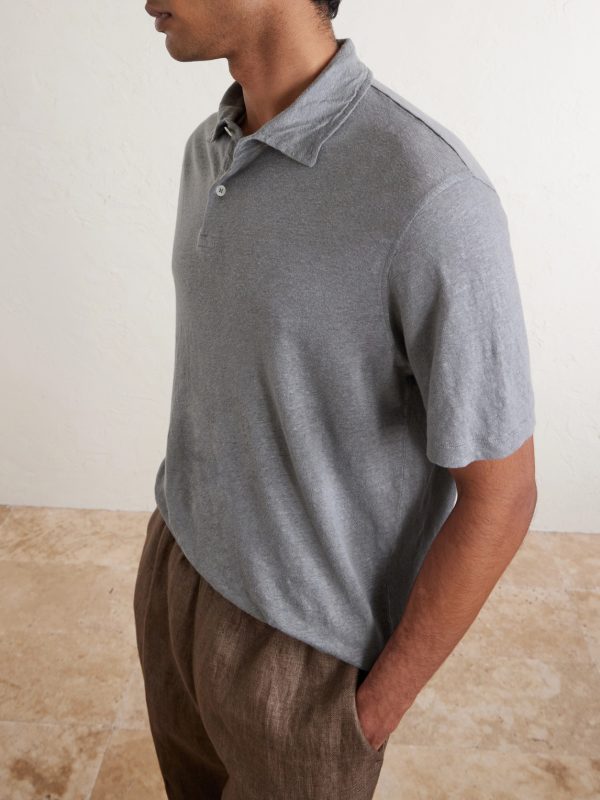 Knitted Linen Polo Shirt - CU Knitted Linen Polo Shirt - CU