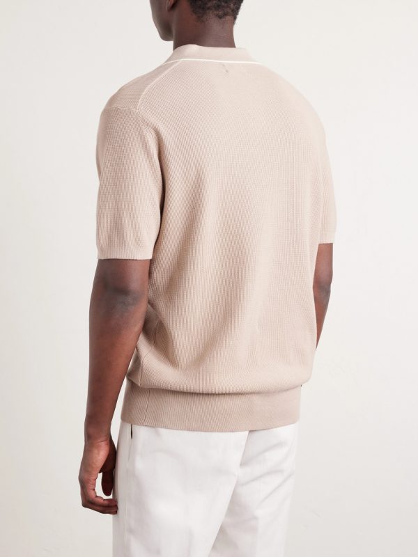 Open-Collar Cotton-Piqué Polo Shirt - BK Open-Collar Cotton-Piqué Polo Shirt - BK
