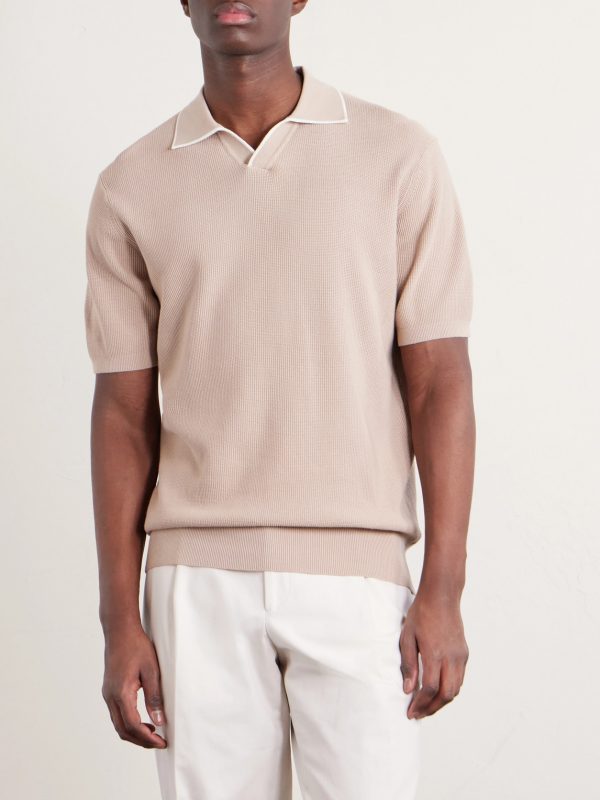 Open-Collar Cotton-Piqué Polo Shirt - FR Open-Collar Cotton-Piqué Polo Shirt - FR