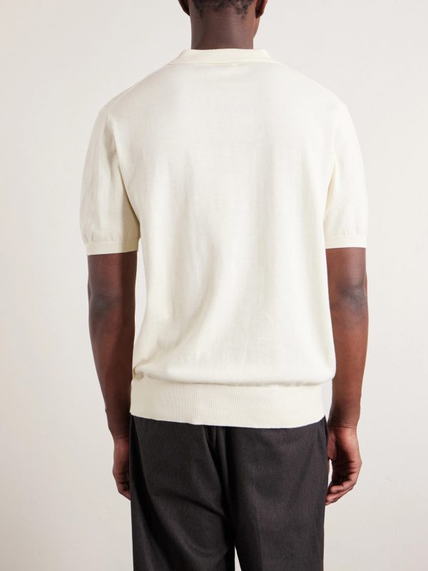 Pointelle-Knit Cotton Polo Shirt - BK Pointelle-Knit Cotton Polo Shirt - BK