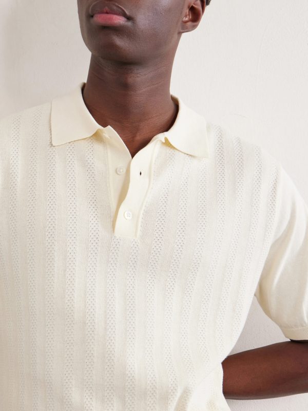 Pointelle-Knit Cotton Polo Shirt - CU Pointelle-Knit Cotton Polo Shirt - CU