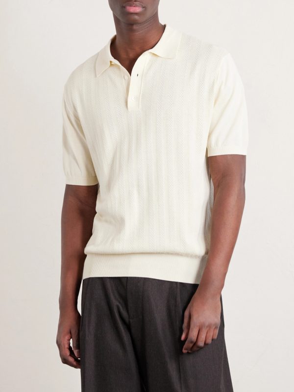 Pointelle-Knit Cotton Polo Shirt - FR Pointelle-Knit Cotton Polo Shirt - FR