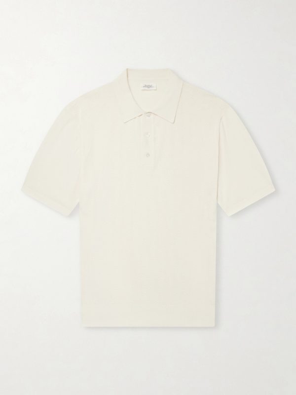 Pointelle-Knit Cotton Polo Shirt Pointelle-Knit Cotton Polo Shirt