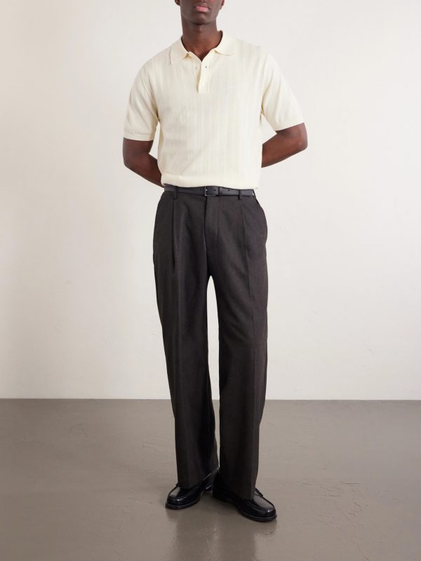 Pointelle-Knit Cotton Polo Shirt - OU Pointelle-Knit Cotton Polo Shirt - OU