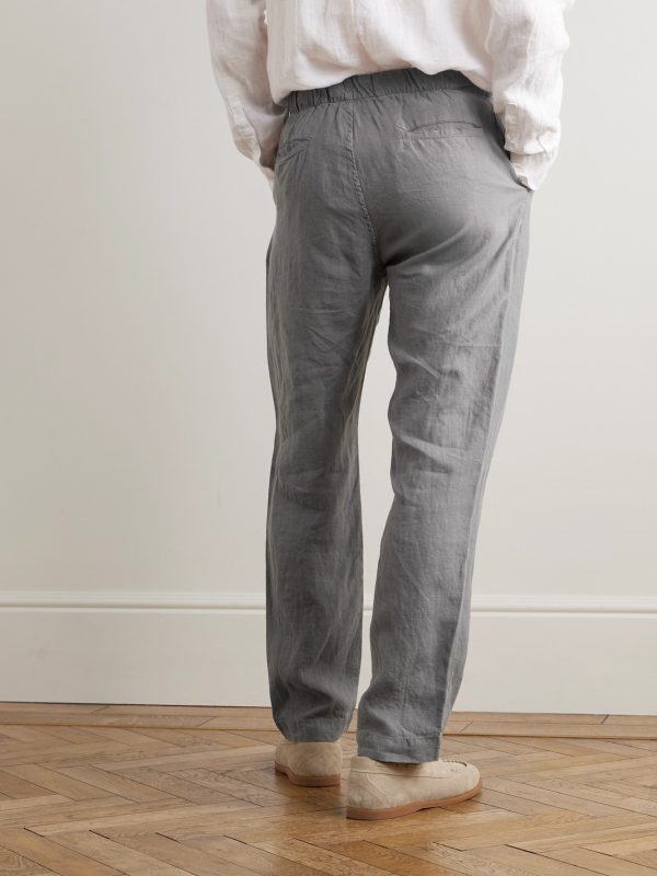 Joggy Straight-Leg Linen Drawstring Trousers - BK