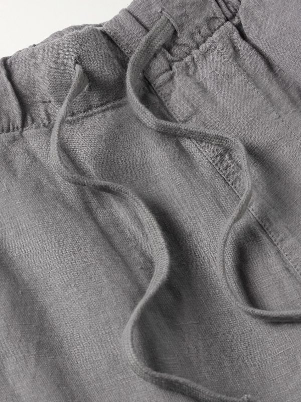 Joggy Straight-Leg Linen Drawstring Trousers - E1