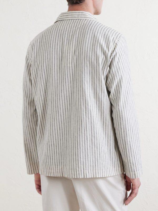 Perry Striped Linen and Cotton-Blend Woven Jacket - BK