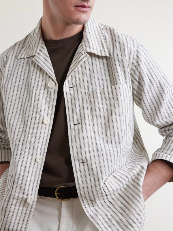 Perry Striped Linen and Cotton-Blend Woven Jacket - CU