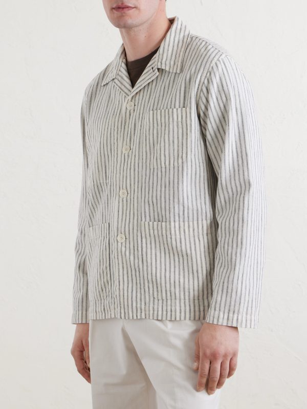 Perry Striped Linen and Cotton-Blend Woven Jacket - FR