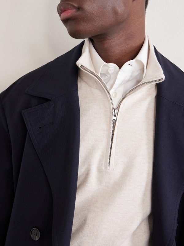Cotton and Cashmere-Blend Half-Zip Sweater - CU Cotton and Cashmere-Blend Half-Zip Sweater - CU