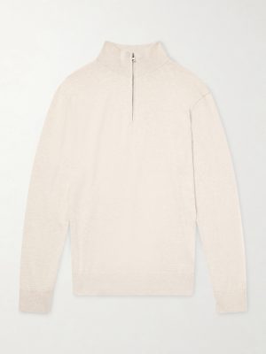 Cotton and Cashmere-Blend Half-Zip Sweater