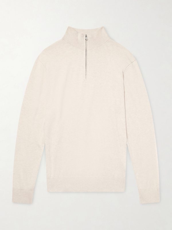 Cotton and Cashmere-Blend Half-Zip Sweater Cotton and Cashmere-Blend Half-Zip Sweater