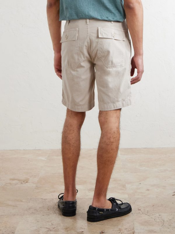Fatigue Straight-Leg Herringbone Cotton Shorts - BK Fatigue Straight-Leg Herringbone Cotton Shorts - BK