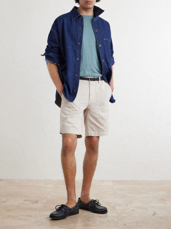 Fatigue Straight-Leg Herringbone Cotton Shorts - OU Fatigue Straight-Leg Herringbone Cotton Shorts - OU