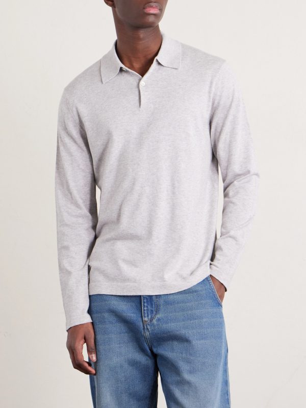 Cotton and Cashmere-Blend Polo Shirt - FR Cotton and Cashmere-Blend Polo Shirt - FR