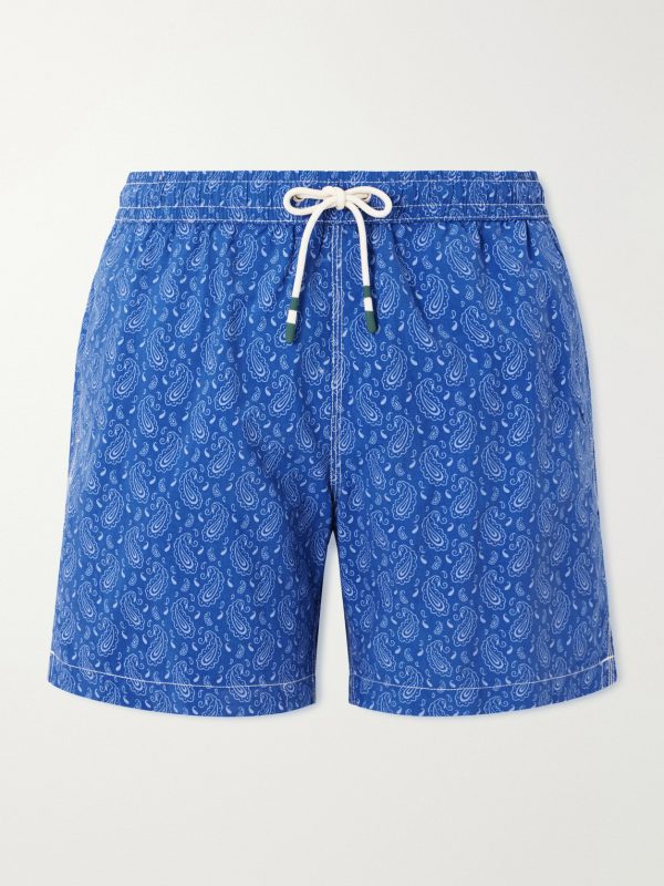 Straight-Leg Mid-Length Printed Swim Shorts Straight-Leg Mid-Length Printed Swim Shorts