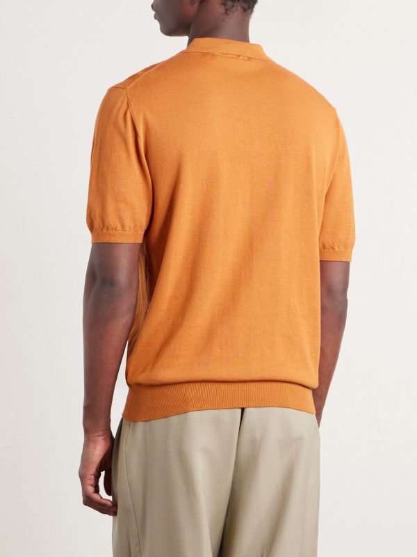Pointelle-Knit Cotton Polo Shirt - BK
