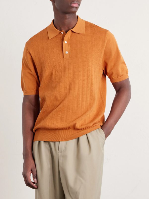 Pointelle-Knit Cotton Polo Shirt - FR