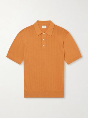 Pointelle-Knit Cotton Polo Shirt