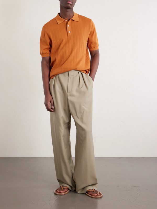 Pointelle-Knit Cotton Polo Shirt - OU