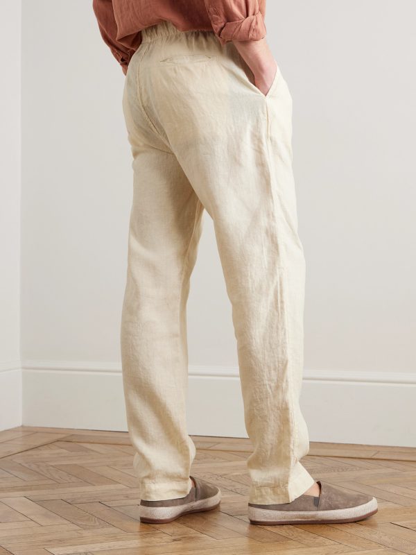 Joggy Straight-Leg Linen Drawstring Trousers - BK Joggy Straight-Leg Linen Drawstring Trousers - BK