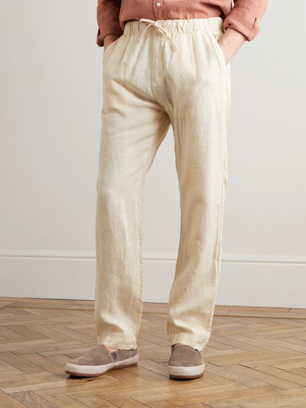 Joggy Straight-Leg Linen Drawstring Trousers - FR Joggy Straight-Leg Linen Drawstring Trousers - FR
