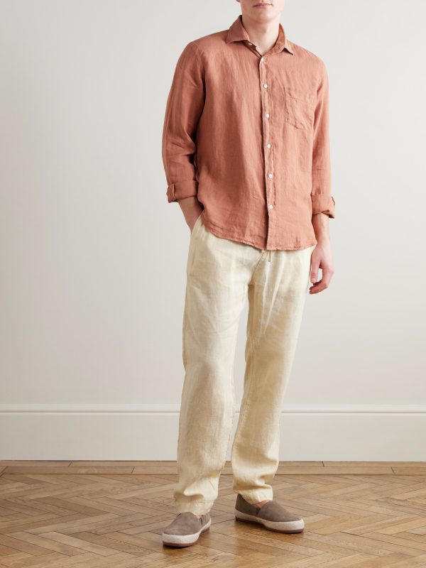Joggy Straight-Leg Linen Drawstring Trousers - OU Joggy Straight-Leg Linen Drawstring Trousers - OU