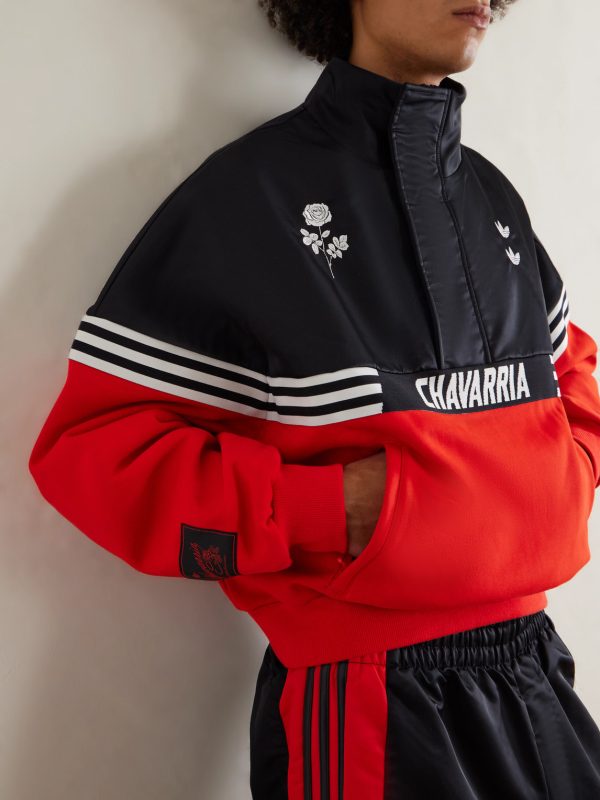 + Willy Chavarria Oversized Embellished Recycled-Shell and Cotton-Blend Jersey Half-Zip Sweatshirt - CU + Willy Chavarria Oversized Embellished Recycled-Shell and Cotton-Blend Jersey Half-Zip Sweatshirt - CU